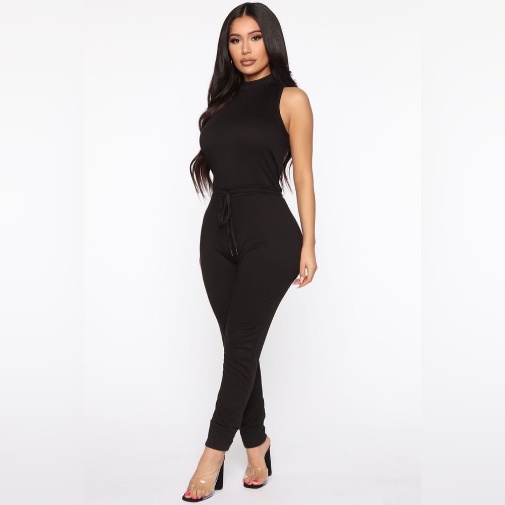 Fashion Nova - Time to Lounge Jumpsuit - Black - Size M- NWT
